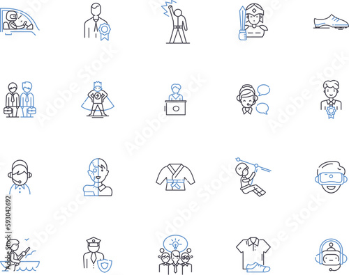 Boys outline icons collection. Boys, males, guys, teens, adolescents, youths, males vector and illustration concept set. males, men, guys linear signs