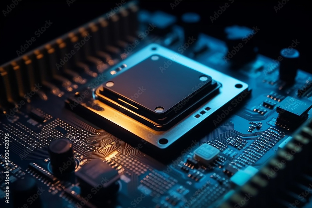 New Central Computer Processors CPU and GPU concept. Motherboard digital chip. Tech science background. Generative AI New Central Computer Processors CPU and GPU concept. Motherboard digital chip. Tech science background. Generative AI