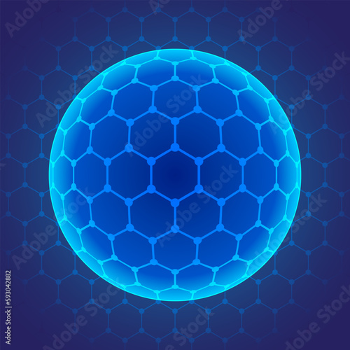 Hexagon Pattern Globe Sphere Blue Digital Technology Background Vector Illustration