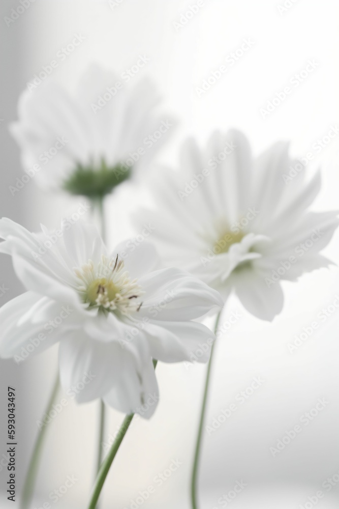 Fleurs blanches en gros plan, macro de fleurs, illustration végétale, ia générative Fleurs blanches en gros plan, macro de fleurs, illustration végétale, ia générative