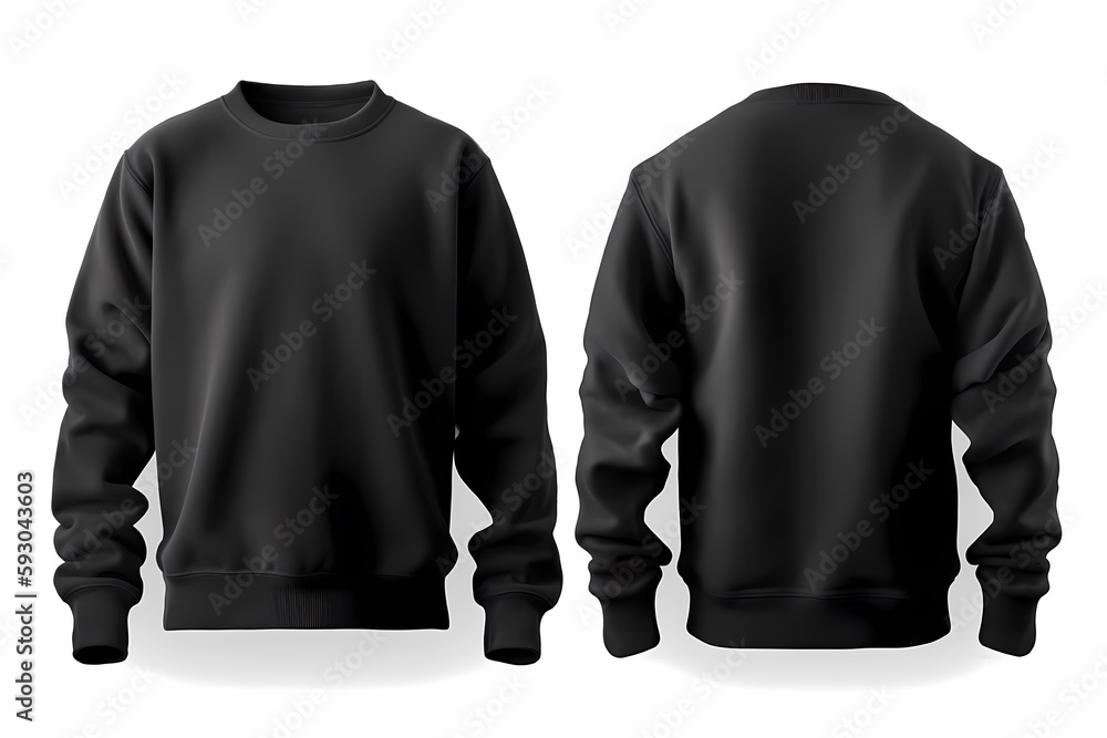 Black sweater template. Sweatshirt long sleeve with clipping path Black sweater template. Sweatshirt long sleeve with clipping path