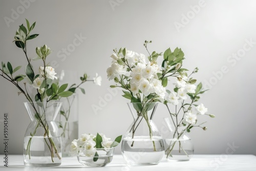 Wallpaper Mural There are white flowers in a vase on a white backdrop. inside ornamentation. Generative AI Torontodigital.ca