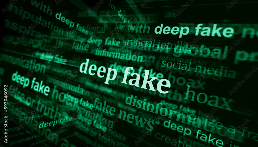 Deep fake hoax and manipulation headline titles media 3d illustration Deep fake hoax and manipulation headline titles media 3d illustration