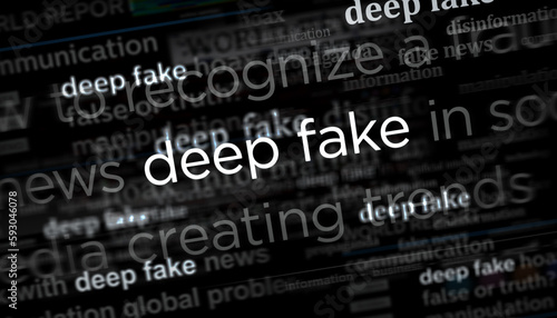 Photography Deep fake hoax and manipulation headline titles media 3d illustration