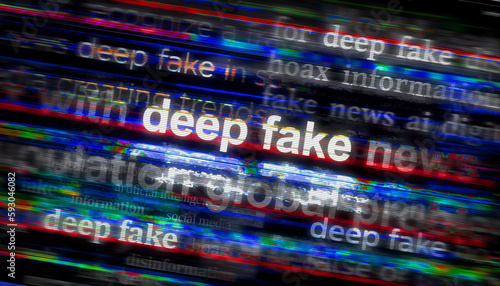 Schilderij op canvas Deep fake hoax and manipulation headline titles media 3d illustration
