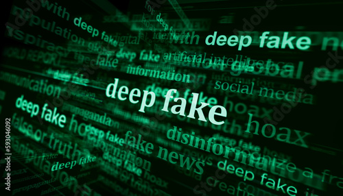 Deep fake hoax and manipulation headline titles media 3d illustration