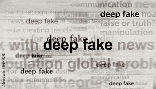 Deep fake hoax and manipulation headline titles media 3d illustration