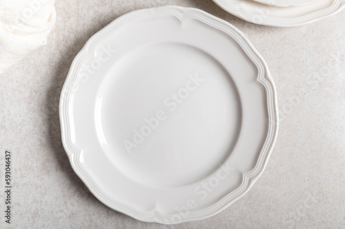 Trendy white ceramic plates