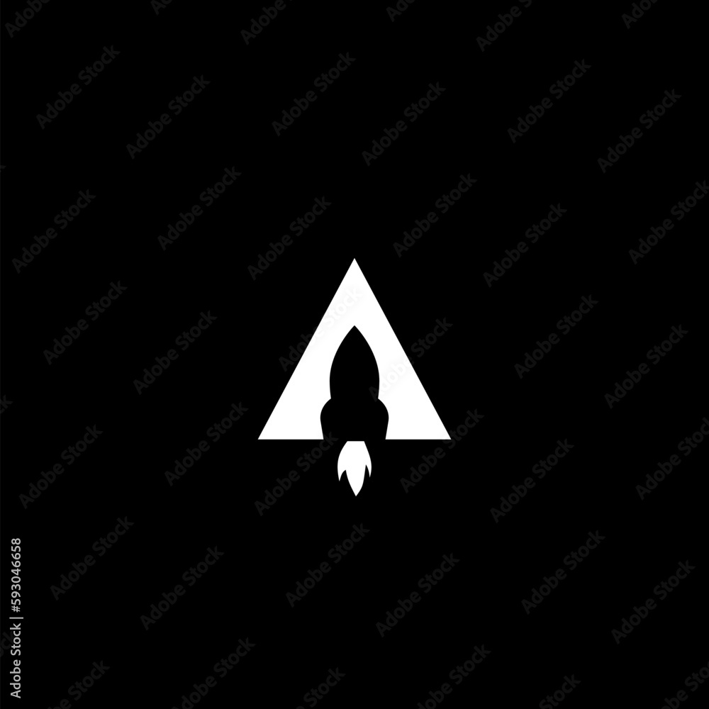Fototapeta premium Triangle rocket logo icon isolated on dark background