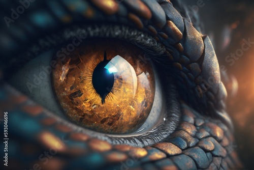 Illustration of a dragon eye detail. Monster look.