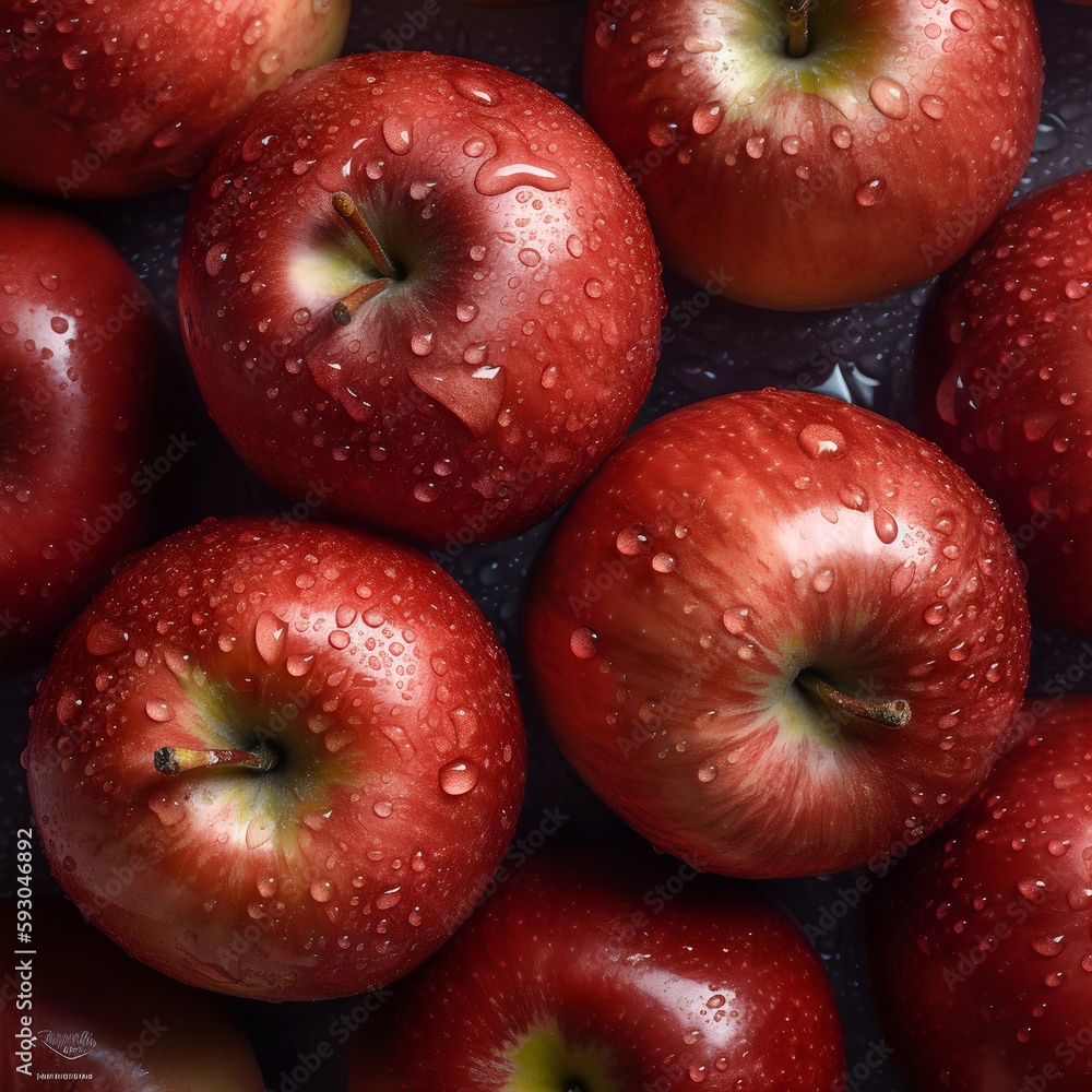 Detailed closeup picture of fresh apples. Water drops are on its surface. Illustration Detailed closeup picture of fresh apples. Water drops are on its surface. Illustration
