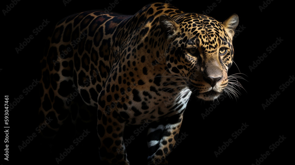 Fototapeta premium leopard on black background