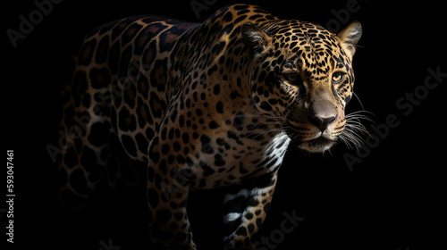 leopard on black background