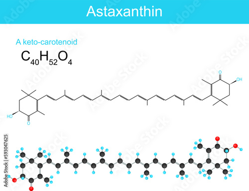 Astaxanthin. molecular chemical structural formula