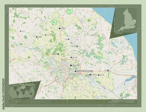 Broadland, England - Great Britain. OSM. Labelled points of cities photo