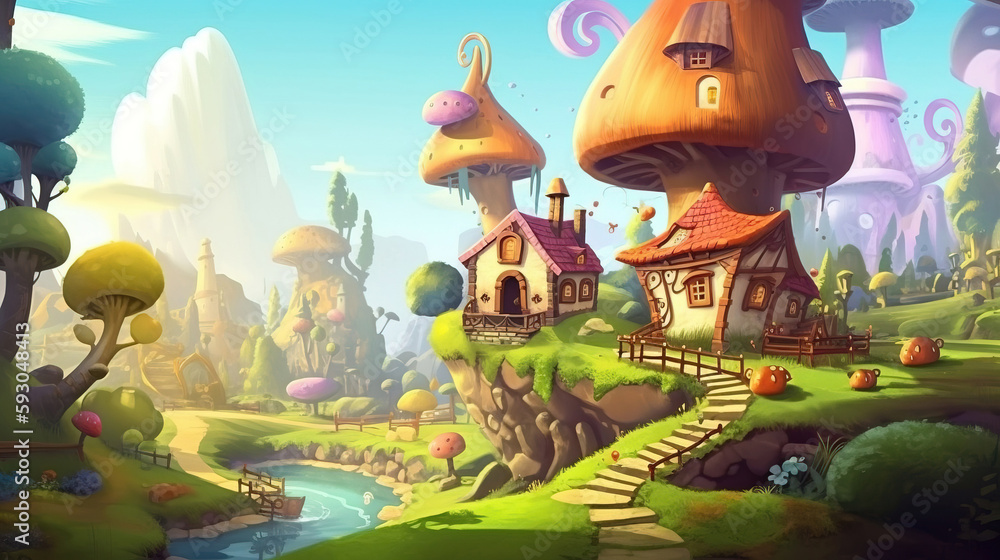 Obraz premium Fantasy landscape. sketch art for artist creativity and inspiration. generative AI 