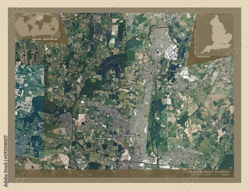 Broxbourne, England - Great Britain. High-res satellite. Labelled points of cities photo