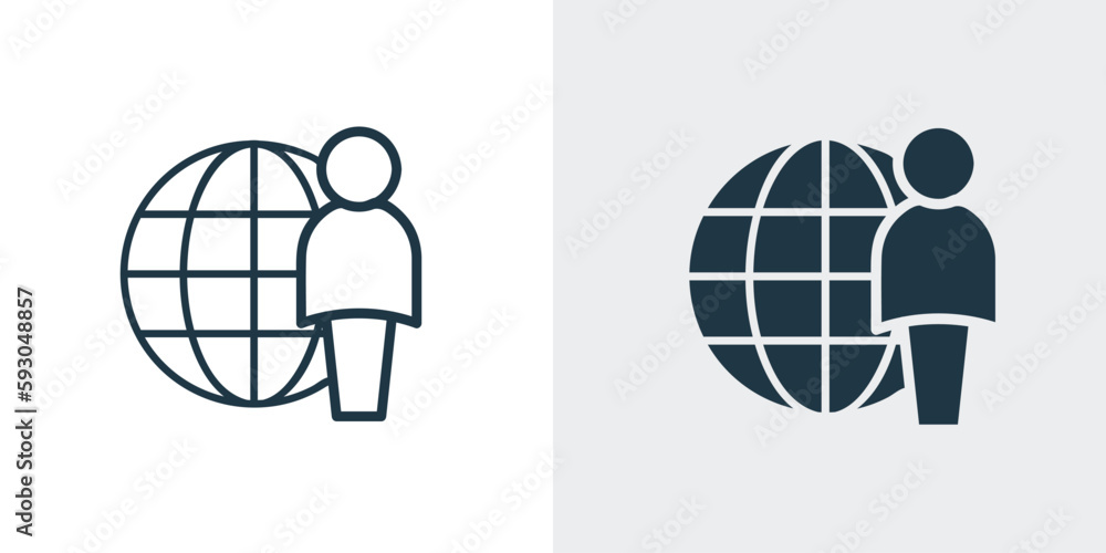 Fototapeta premium globe and an icon vector and line art