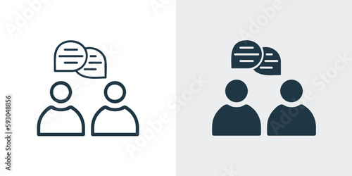 consulting icon of two Business people chatting line art vector