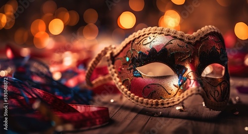 Mardi gras mask on a glittering background