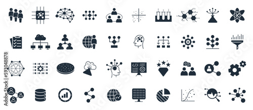 Analysis, statics, engineering, Data Science, and people team icon set vector
