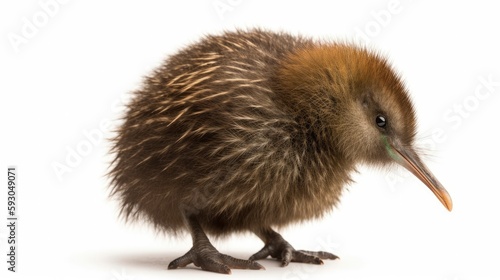 Kiwi on a white background, bird, New Zealand