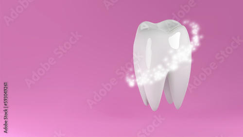 Healthy strong tooth, safe whitening and plaque antibacterial protection vector illustration. Shiny polshed white enamel and dental hygiene sign.