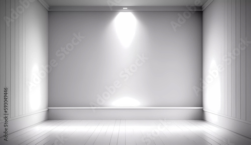 Wallpaper Mural White walls and white floor. Rays of light. Copy space. Generative AI Torontodigital.ca