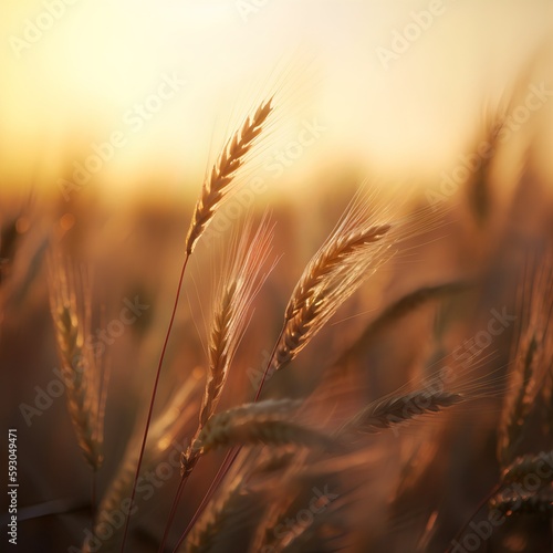 Closeup detail of a wheat ear in the field