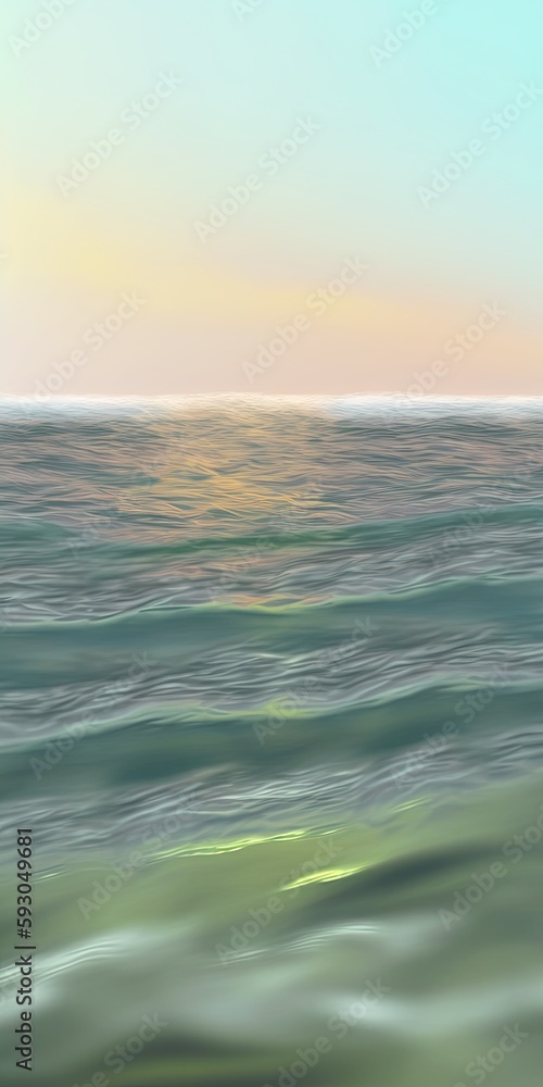 Waves in a calm sea in the afternoon. Generative AI
