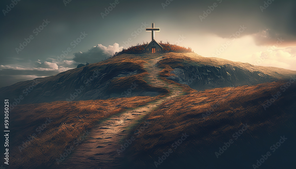 cross on the hill, the path leading to God cross on the hill, the path leading to God