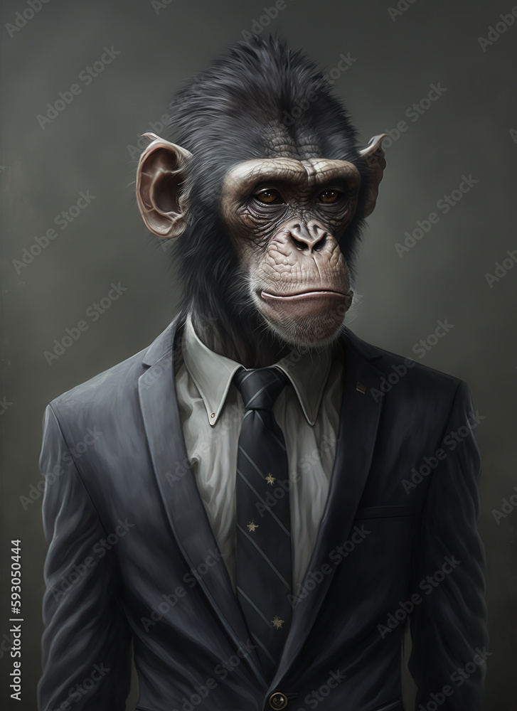 Monkey in a black suit  