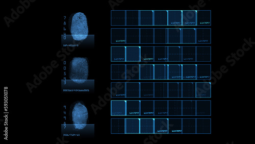 Obraz na plátně Digital fingerprint scanning, logging and searching a database
