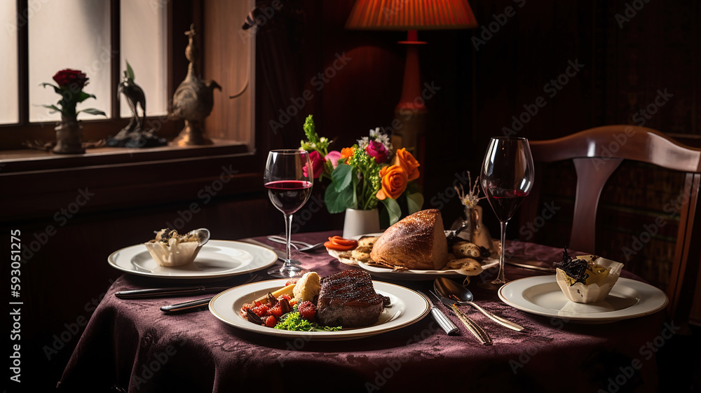 delicious western food dishes. Generative Ai delicious western food dishes. Generative Ai