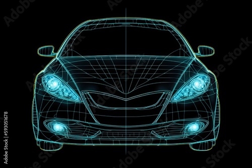 A car's front end with several dents and scratches. Generative AI