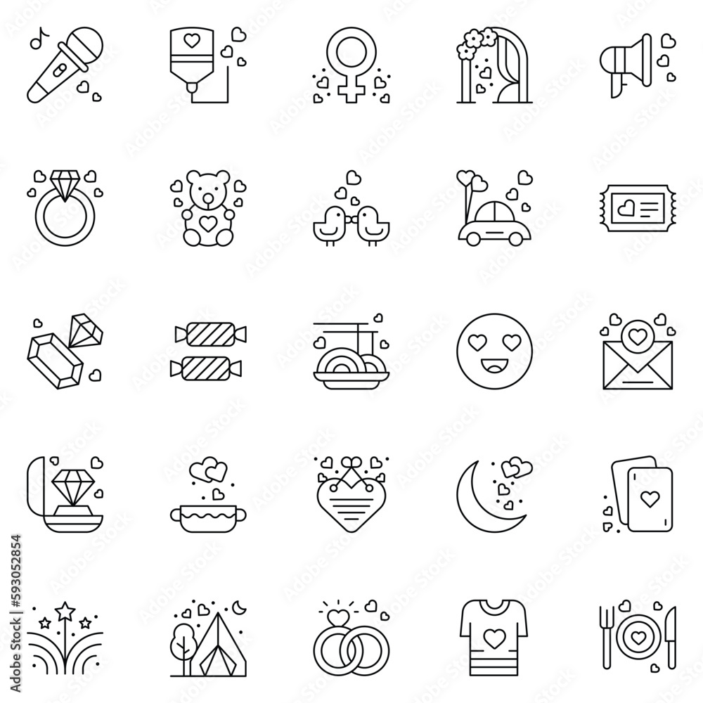 Valentine icon pack including girl. couple. movie. women. love.