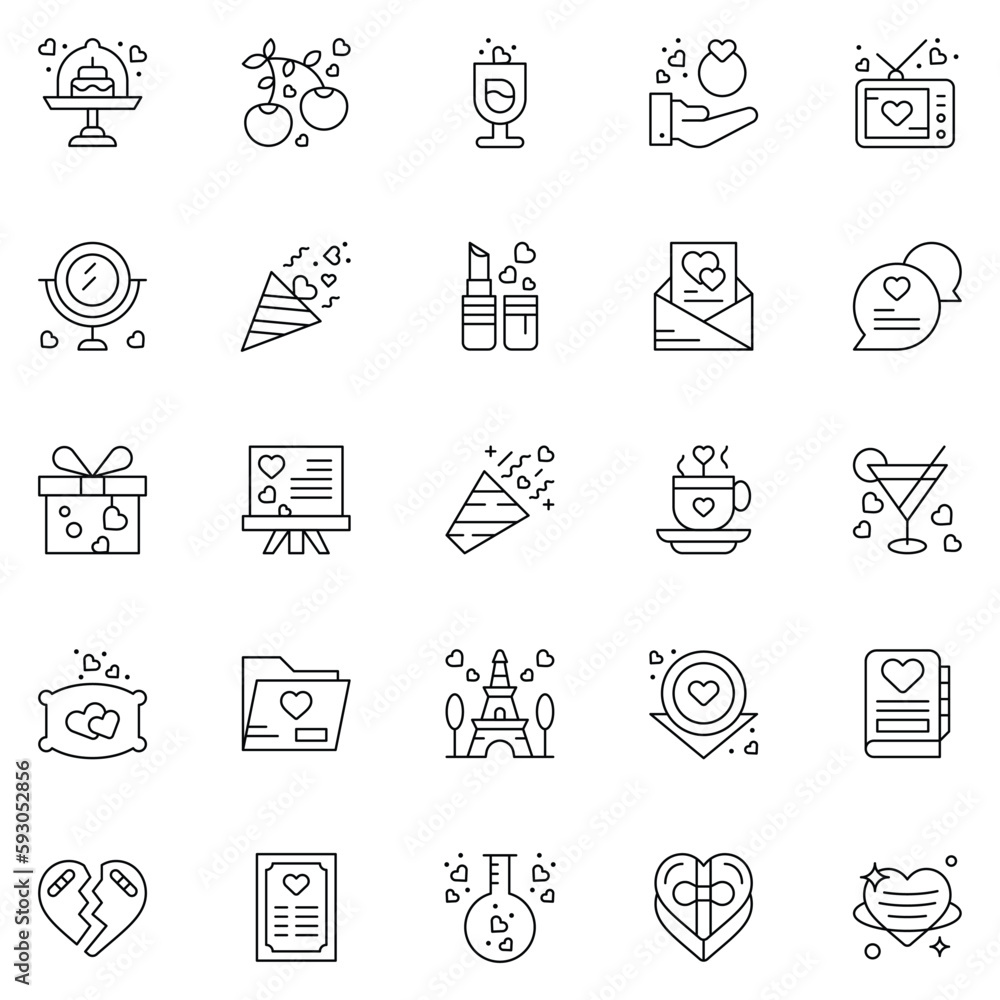 Fototapeta premium Love icons pack. Love symbols collection. Graphic icons element.