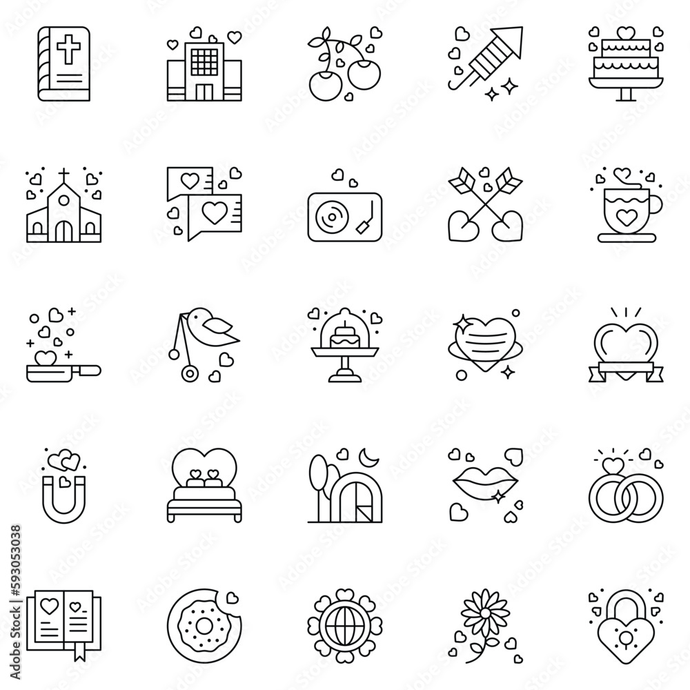 Set of love Icons. Line art Vector illustration. Set of love Icons. Line art Vector illustration.