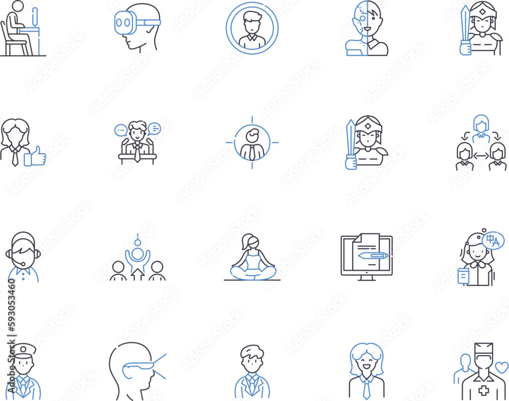 Job outline icons collection. work, job, employment, occupation, task, labor, hiring vector and illustration concept set. position, assignment, contract linear signs