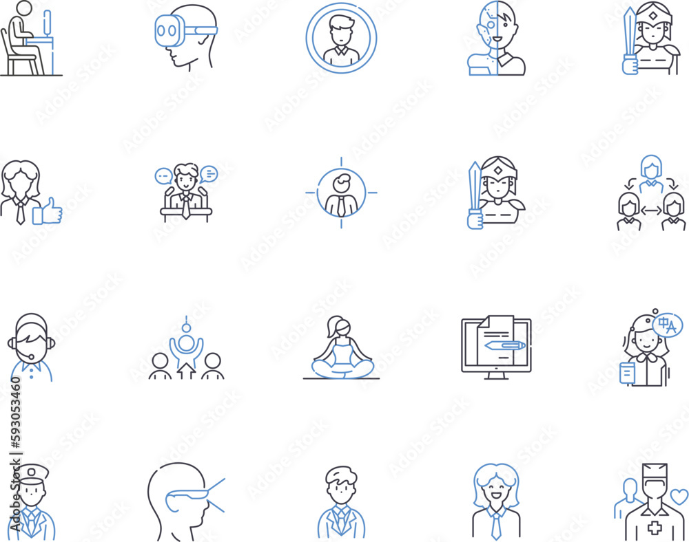 Job outline icons collection. work, job, employment, occupation, task, labor, hiring vector and illustration concept set. position, assignment, contract linear signs Job outline icons collection. work, job, employment, occupation, task, labor, hiring vector and illustration concept set. position, assignment, contract linear signs