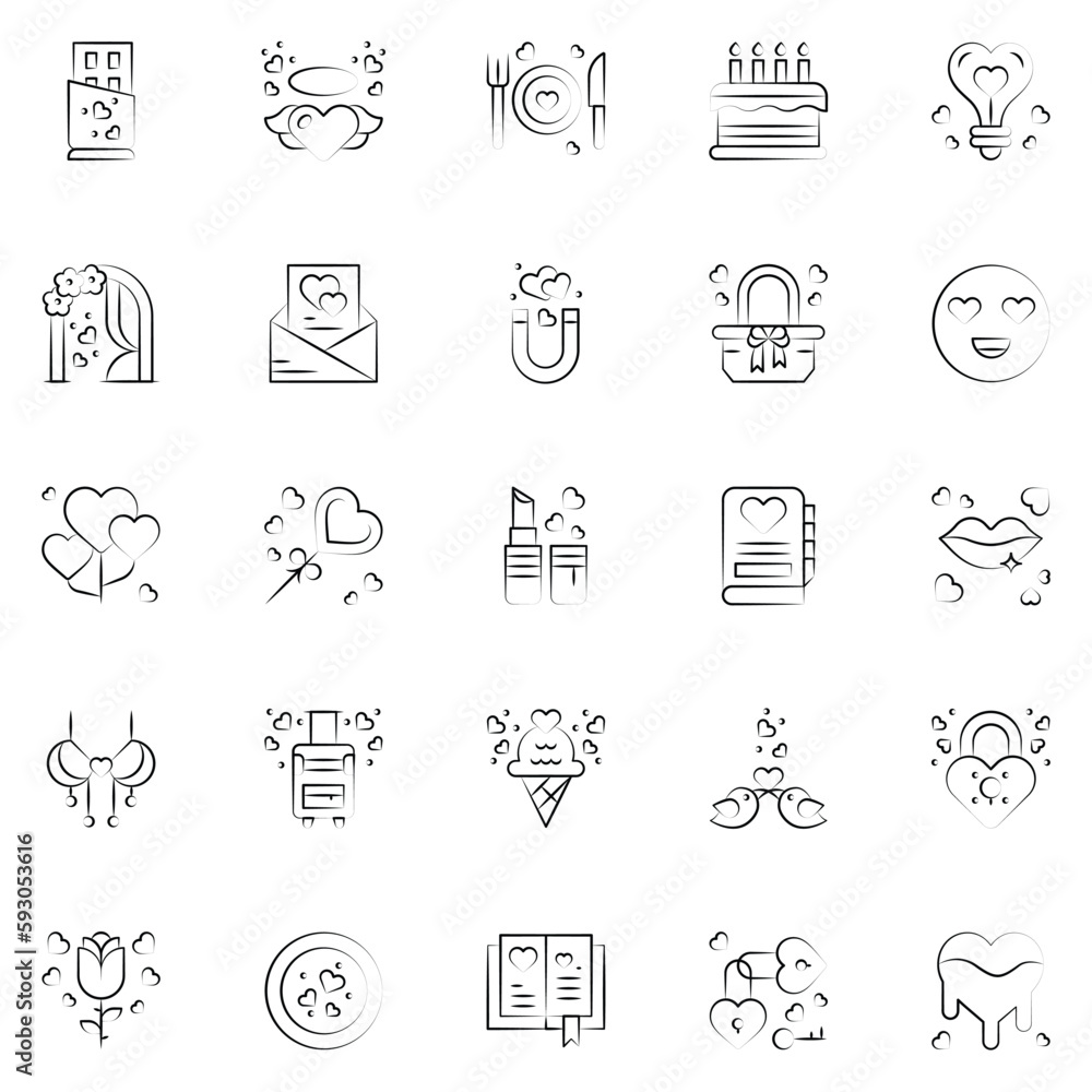 Set of love Icons. Line art Vector illustration. Set of love Icons. Line art Vector illustration.