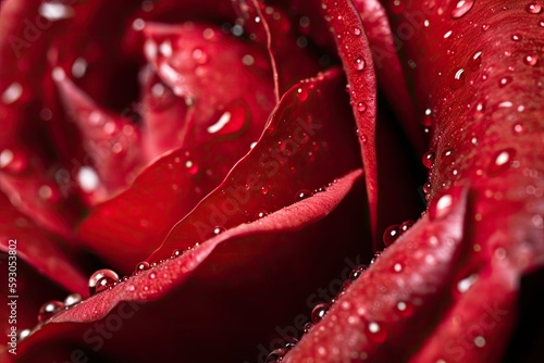 a red rose in close-up with a drop. Generative AI