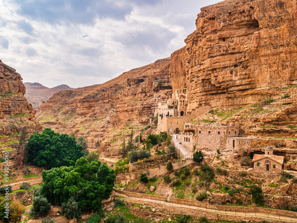 Monastery of Saint George in the canyon, Wadi Qelt, Israe