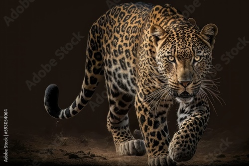 Front view of jaguar walking. Generative Ai