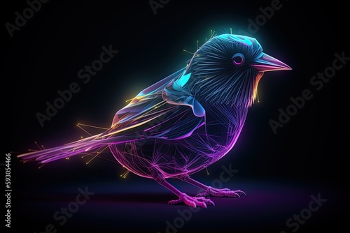 Glow with Pride: Bright Neon Crystal Bird Symbol Against Colorful Textured Background Wallpaper. Generative AI