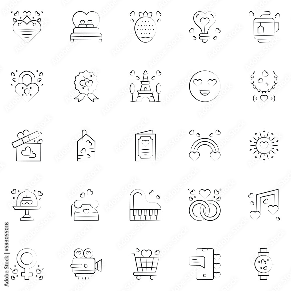 Valentine's Day Icons: teddy bear. letter. ring with a diamond. heart. rose. cupcake. strawberry in chocolate and gift. Vector illustration. Valentine's Day Icons: teddy bear. letter. ring with a diamond. heart. rose. cupcake. strawberry in chocolate and gift. Vector illustration.