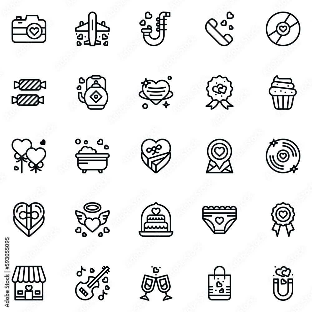 Fototapeta premium Valentine icon pack including girl. couple. movie. women. love.