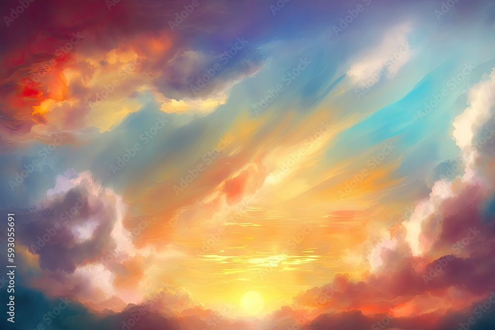 Sunset sky vertical with colorful sunlight clouds background. Generative AI