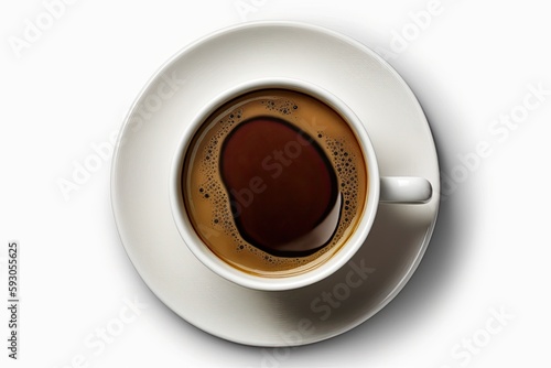 Top shot of a coffee cup isolated on a white backdrop. by using a clipping path. Generative AI
