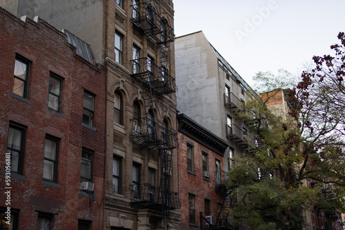 Row of Old Residential Buildings during the Evening in Greenwich Village of New York City